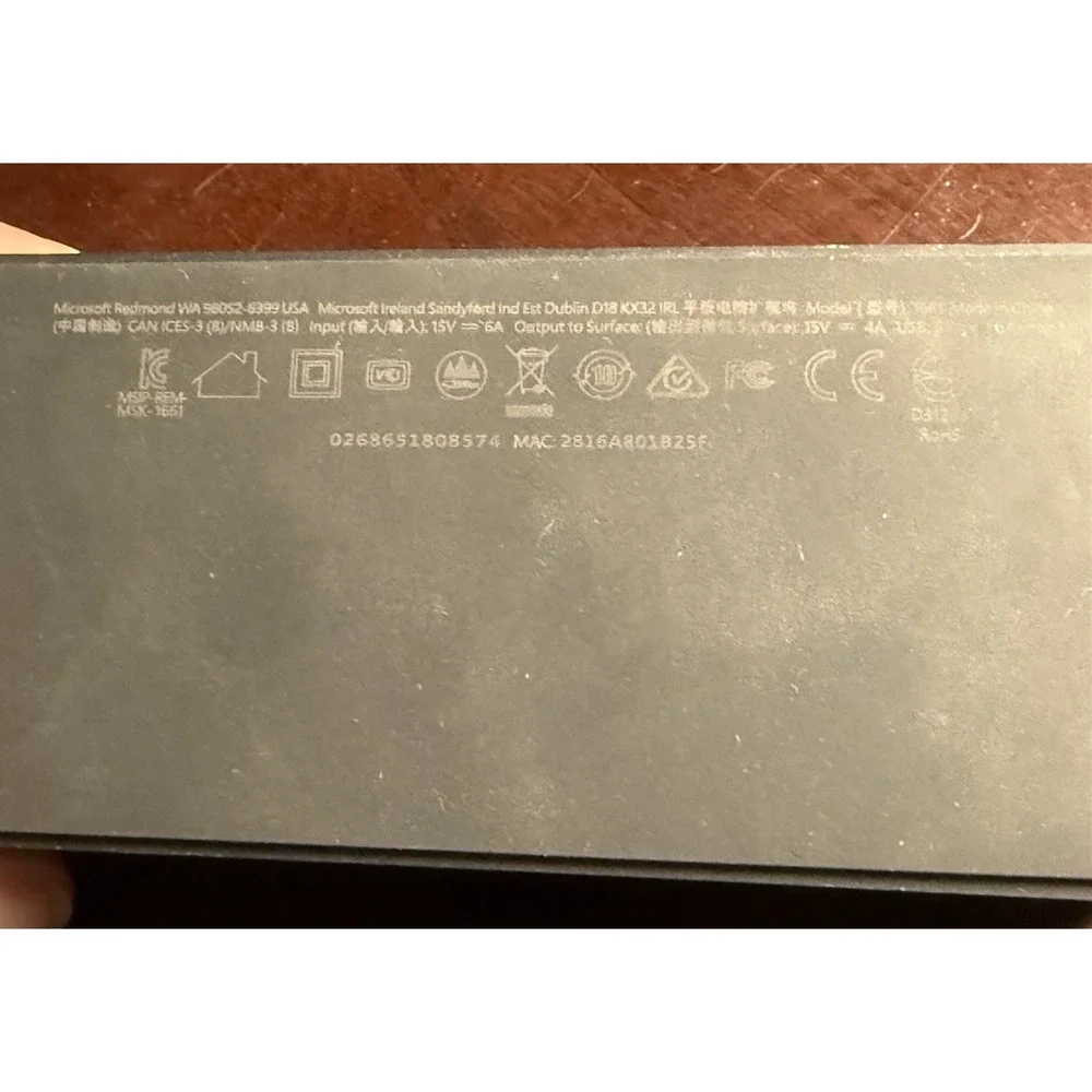 Microsoft Surface Dock 1 Model 1661 Black Port Replicator No Power Supply